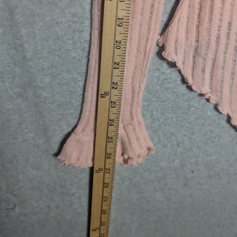 Express Cardigan Women Small Pink Ruffle Trim Vintage Shabby Chic Pastel Crochet - Picture 10 of 10